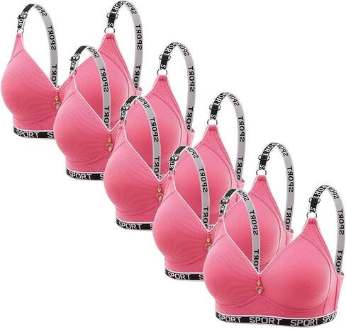 Sports Bras for Women Pack 5 High Support Adjustable Wireless Bra Printed Workout Everyday Bars with Padded in Kuwait