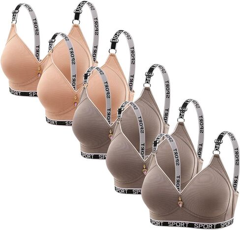 Sports Bras for Women Pack 5 High Support Adjustable Wireless Bra Printed Workout Everyday Bars with Padded in Kuwait