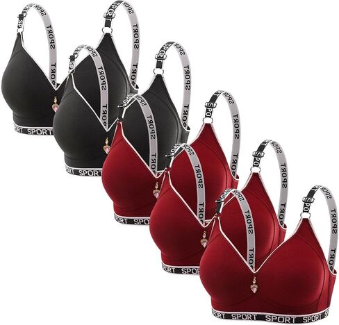 Sports Bras for Women Pack 5 High Support Adjustable Wireless Bra Printed Workout Everyday Bars with Padded in Kuwait