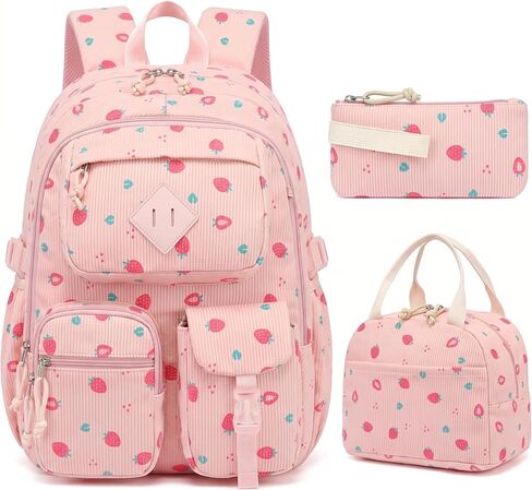 Corduroy 3-Piece Backpack Set for Girls Boys School Bookbag, Kids Backpacks with Lunch Box and Pencil Case (Ages 8-18)-Green Checkered in Kuwait
