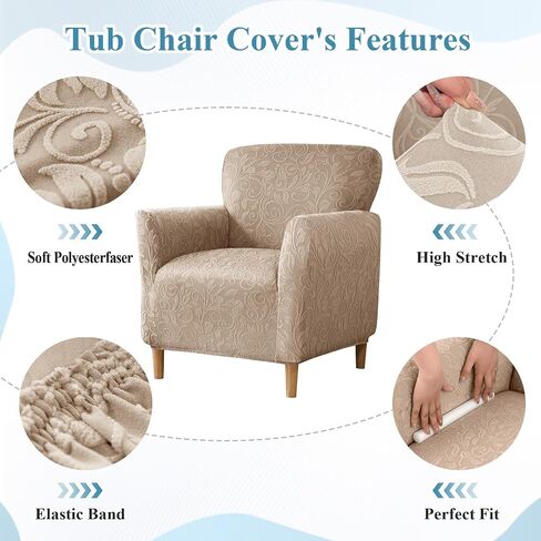 LiveGo Stretch Banquet Armchair Covers, Soft Jacquard Accent Chair Cover with Arms, Armchair Slipcovers Furniture Protector Machine Washable for Living Room Office Reception Reading Chair Sofa in Saudi Arabia