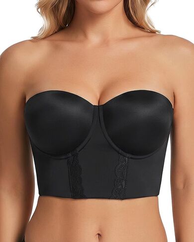 HACI Strapless Longline Bustier Anti-Slip Body Shaper Underwire Bras for Women in Kuwait