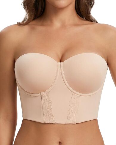 HACI Strapless Longline Bustier Anti-Slip Body Shaper Underwire Bras for Women in Kuwait