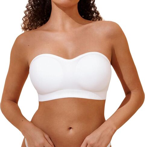 Strapless Bras for Women, Summer Breathable Wireless Non-Slip Stretchy Padded Bandeau Everyday Bra in Saudi Arabia