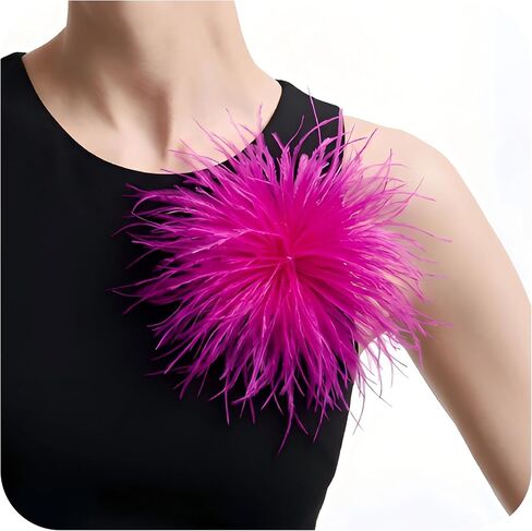 190mm Ostrich Feather Brooch Pin for Women Men Fluffy Large Feather Corsage Hair Clip Lapel Pin Wedding Bridal Derby Hat Cocktail Party Banquet Prom Accessories Jewelry Gift in Saudi Arabia