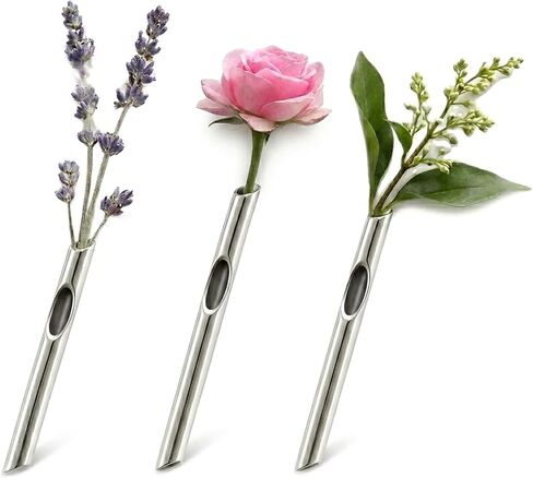 3-Piece Wearable Flower Brooch Holder Set - Metal Mini Vase Lapel Pins with Center Hole Design for Fresh Dried Flowers, DIY Floral Boutonniere Clips for Men Suit, Women Coat Accent in Saudi Arabia
