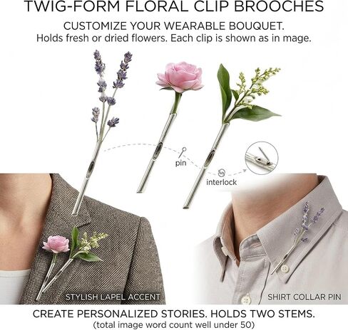 3-Piece Wearable Flower Brooch Holder Set - Metal Mini Vase Lapel Pins with Center Hole Design for Fresh Dried Flowers, DIY Floral Boutonniere Clips for Men Suit, Women Coat Accent in Saudi Arabia