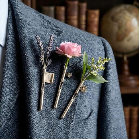 3-Piece Wearable Flower Brooch Holder Set - Metal Mini Vase Lapel Pins with Center Hole Design for Fresh Dried Flowers, DIY Floral Boutonniere Clips for Men Suit, Women Coat Accent in Saudi Arabia