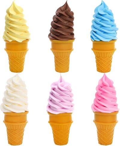 Youeon 6 Pcs Artificial Ice Cream Cones, Simulated Ice Cream Model Set, Lifelike Fake Display Props for Home Decor, Kitchen, Cabinet, Shop, Showcase, Party, Photography in Kuwait
