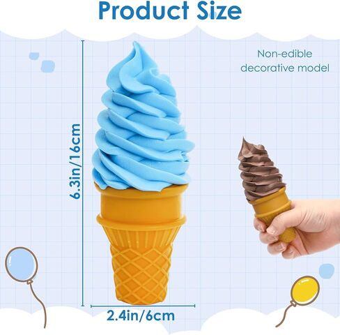 Youeon 6 Pcs Artificial Ice Cream Cones, Simulated Ice Cream Model Set, Lifelike Fake Display Props for Home Decor, Kitchen, Cabinet, Shop, Showcase, Party, Photography in Kuwait