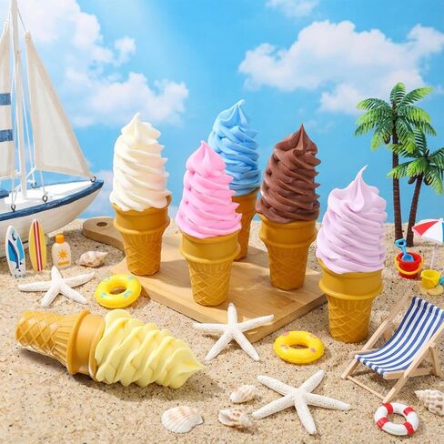 Youeon 6 Pcs Artificial Ice Cream Cones, Simulated Ice Cream Model Set, Lifelike Fake Display Props for Home Decor, Kitchen, Cabinet, Shop, Showcase, Party, Photography in Kuwait