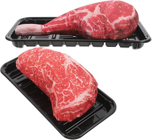2 Sets Realistic Beef Steak Ornament Simulation Food Artificial Lifelike Fake Beef Meat Model Faux Steak Models in Saudi Arabia