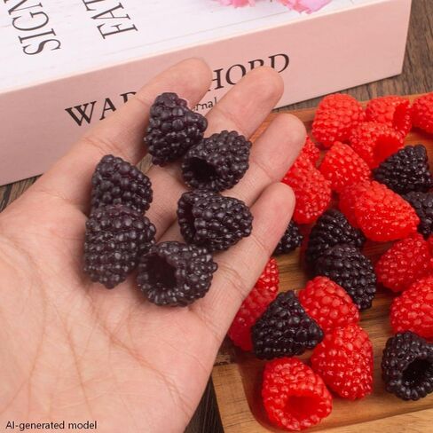 20Pcs Lifelike Artificial Raspberries, Realistic Fake Simulation Raspberries Fruit for Wedding Table Centerpieces, Basket Display, Home Kitchen Decor, Photography Props & Party Ornaments in Saudi Arabia
