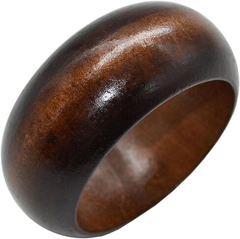 Natural Wooden Bangles Handmade Ethnic Wood Cuff Bracelet Vintage Round Wide Chunky Cuff Bangle for Women Men Gift Jewelry Accessories-brown 4 in Kuwait