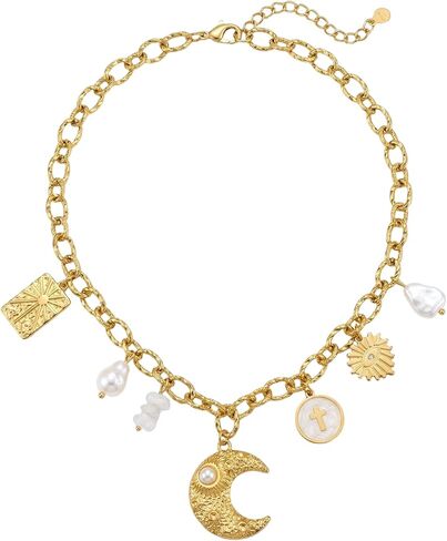 Gold Moon Necklace & Tree of Life Pendant for Women, Stainless Steel Jewelry with Mirror Polishing and PVD Coating, Adjustable Chain for Meditation, Yoga and Thoughtful Gifts in Saudi Arabia