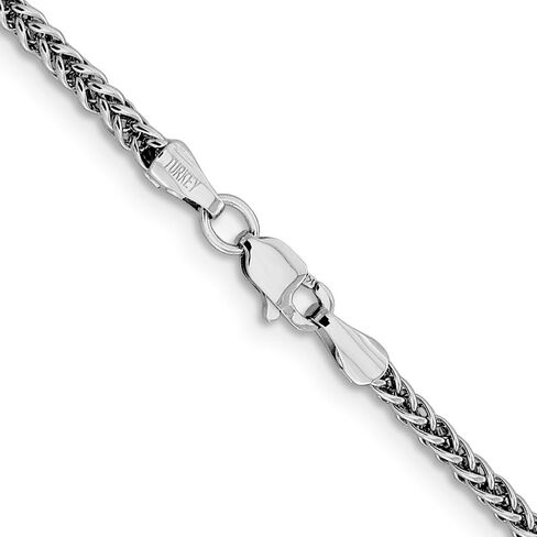 Diamond2Deal 14k White Gold 2.35mm Spiga Wheat Chain Necklace 18" Necklace 3.57g in Kuwait