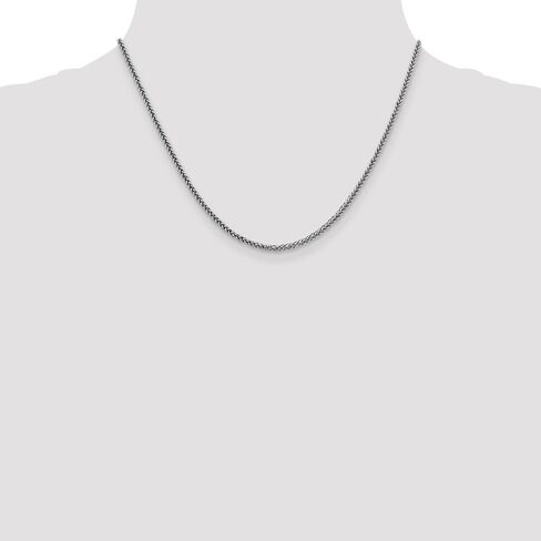 Diamond2Deal 14k White Gold 2.35mm Spiga Wheat Chain Necklace 18" Necklace 3.57g in Kuwait
