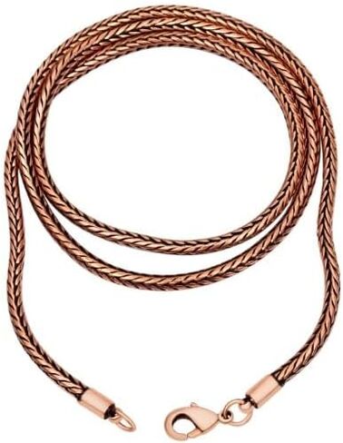 100% Oxidized Copper Chain Necklace Pure Copper Wheat Chain Handmade Jewelry in Saudi Arabia