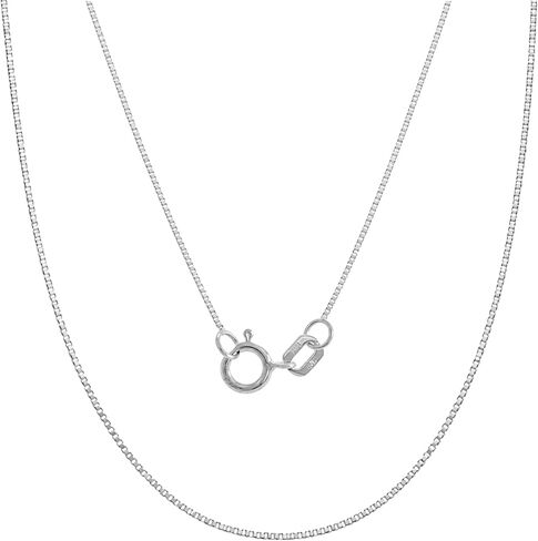 JEWELHEART 14K Solid Gold Box Chain Necklace for Women & Men - Real Yellow & White Gold Thin Dainty Chain 0.45mm–0.75mm 14"–24" in Kuwait