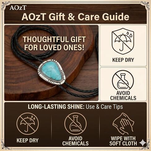 AOzT 6 Pcs Western Bolo Ties for Men - Cowboy Leather Bolo Tie Set with Vintage Bull Skull Turquoise Style Pendants, Adjustable Necktie Accessories for Men Women in Saudi Arabia