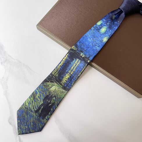 Impressionist Art Oil Painting Tie Men Women 8cm Wide Aesthetic Floral Print Necktie Retro Formal Business Masterpiece Wear in Kuwait