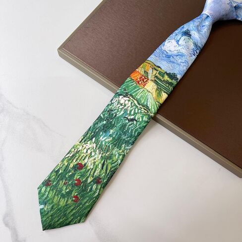 Impressionist Art Oil Painting Tie Men Women 8cm Wide Aesthetic Floral Print Necktie Retro Formal Business Masterpiece Wear in Kuwait