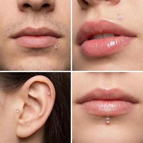 10pcs Flat Back Clear Piercing Retainers 16g Push Top Flat Back Clear Earrings for Sports Work Medusa Bioflex Lip Rings Monroe Retainer Labret Piercing Jewelry for Surgery Work 8mm in Kuwait