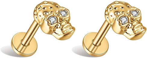 تشيكوسلوفاكيا الهيكل العظمي رئيس الغضروف Labret أقراط مسمار بدون خيوط للنساء الرجال الفولاذ المقاوم للصدأ هالوين الجمجمة الصغيرة الصحافة صالح دفع الزنمة مونرو شقة الظهر ترصيع الشفاه الأنف الدائري فاسق ميدوسا مثقوب الجسم مجوهرات 18G in Kuwait