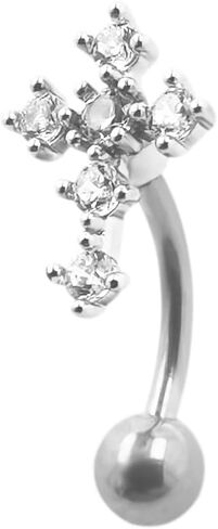 16G Eyebrow Ring 316L Stainless Steel Gold Cross CZ Tragus Cartilage Earring Stud Belly Lip Piercing Body Jewelry in Saudi Arabia