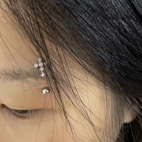 16G Eyebrow Ring 316L Stainless Steel Gold Cross CZ Tragus Cartilage Earring Stud Belly Lip Piercing Body Jewelry in Saudi Arabia