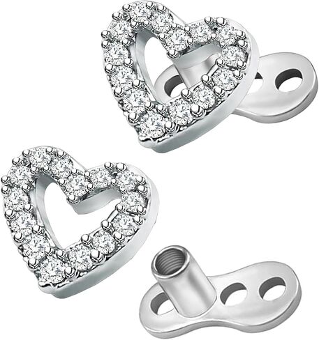 2Pcs 14G Dermal Anchor Tops 316L Surgical Steel Dainty Crystal Microdermals Body Piercings Studs Punk Personalized Jewelry for Women Men in Kuwait