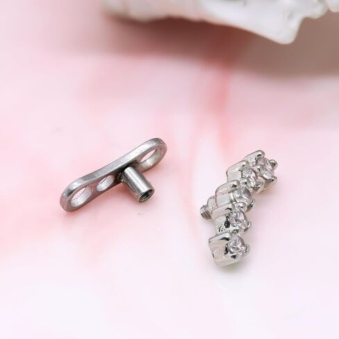 2Pcs 14G Dermal Anchor Tops 316L Surgical Steel Dainty Crystal Microdermals Body Piercings Studs Punk Personalized Jewelry for Women Men in Kuwait