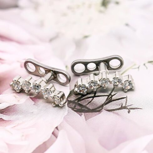 2Pcs 14G Dermal Anchor Tops 316L Surgical Steel Dainty Crystal Microdermals Body Piercings Studs Punk Personalized Jewelry for Women Men in Kuwait