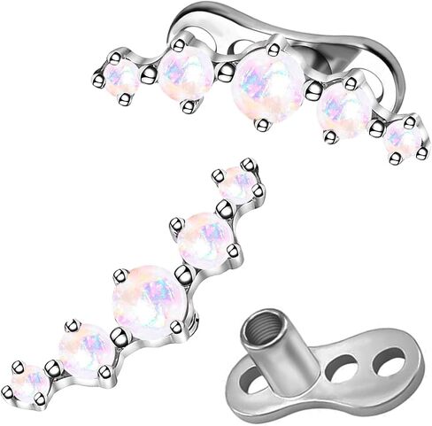 2Pcs 14G Dermal Anchor Tops 316L Surgical Steel Dainty Crystal Microdermals Body Piercings Studs Punk Personalized Jewelry for Women Men in Kuwait