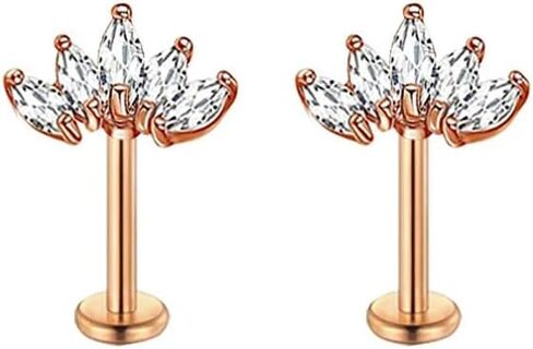 16G الفولاذ المقاوم للصدأ تشيكوسلوفاكيا Labret مونرو الشفاه خواتم محارة اللولب الزنمة الغضروف أقراط مسطحة الظهر ترصيع هيبوالرجينيك هيئة ثقب المجوهرات 8 مللي متر in Kuwait