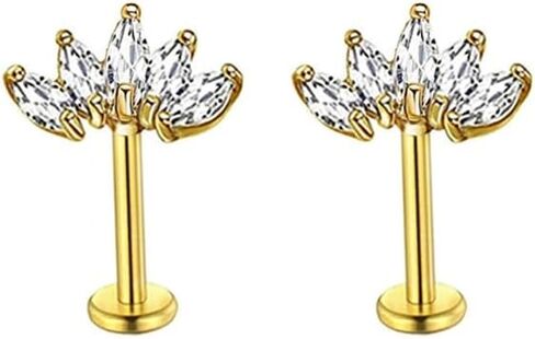 16G الفولاذ المقاوم للصدأ تشيكوسلوفاكيا Labret مونرو الشفاه خواتم محارة اللولب الزنمة الغضروف أقراط مسطحة الظهر ترصيع هيبوالرجينيك هيئة ثقب المجوهرات 8 مللي متر in Kuwait