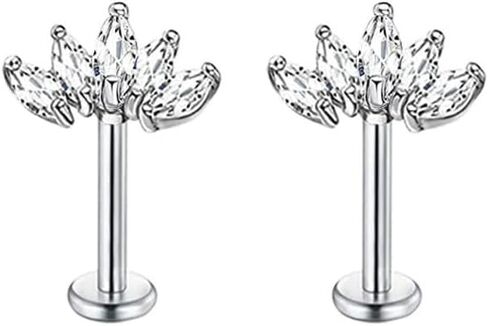 16G الفولاذ المقاوم للصدأ تشيكوسلوفاكيا Labret مونرو الشفاه خواتم محارة اللولب الزنمة الغضروف أقراط مسطحة الظهر ترصيع هيبوالرجينيك هيئة ثقب المجوهرات 8 مللي متر in Kuwait