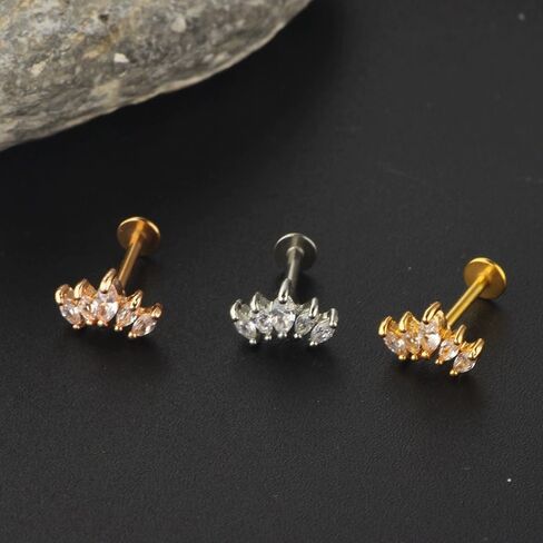 16G الفولاذ المقاوم للصدأ تشيكوسلوفاكيا Labret مونرو الشفاه خواتم محارة اللولب الزنمة الغضروف أقراط مسطحة الظهر ترصيع هيبوالرجينيك هيئة ثقب المجوهرات 8 مللي متر in Kuwait
