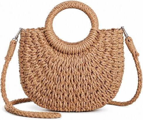 Straw Purse for Women, Small Woven Beach Bag with Top Handle, Summer Crossbody Shoulder Handbag for Vacation Travel in Saudi Arabia