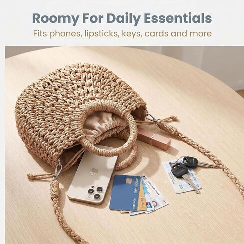 Straw Purse for Women, Small Woven Beach Bag with Top Handle, Summer Crossbody Shoulder Handbag for Vacation Travel in Saudi Arabia