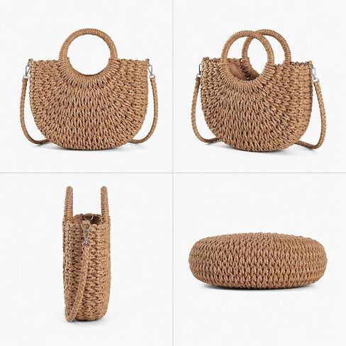 Straw Purse for Women, Small Woven Beach Bag with Top Handle, Summer Crossbody Shoulder Handbag for Vacation Travel in Saudi Arabia