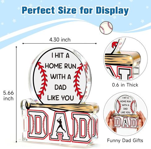Dad Gifts from Daughter Son, Baseball Fathers Day Birthday Gift for Dad,Funny Baseball Decor Sign, Step First Time Bonus New Daddy Father in Law Papa Gifts for Sports Fans,Baseball Accessories Stuff in Saudi Arabia