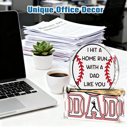 Dad Gifts from Daughter Son, Baseball Fathers Day Birthday Gift for Dad,Funny Baseball Decor Sign, Step First Time Bonus New Daddy Father in Law Papa Gifts for Sports Fans,Baseball Accessories Stuff in Saudi Arabia