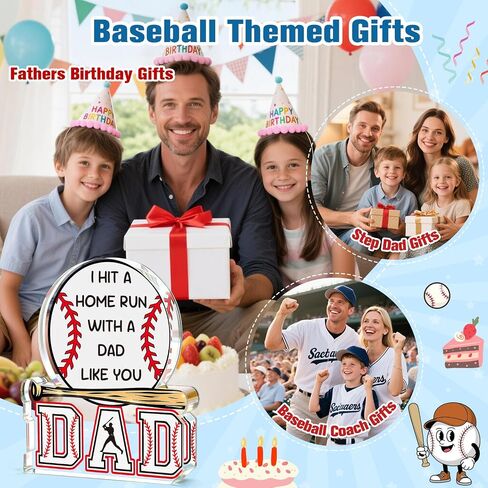 Dad Gifts from Daughter Son, Baseball Fathers Day Birthday Gift for Dad,Funny Baseball Decor Sign, Step First Time Bonus New Daddy Father in Law Papa Gifts for Sports Fans,Baseball Accessories Stuff in Saudi Arabia