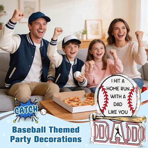 Dad Gifts from Daughter Son, Baseball Fathers Day Birthday Gift for Dad,Funny Baseball Decor Sign, Step First Time Bonus New Daddy Father in Law Papa Gifts for Sports Fans,Baseball Accessories Stuff in Saudi Arabia
