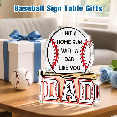 Dad Gifts from Daughter Son, Baseball Fathers Day Birthday Gift for Dad,Funny Baseball Decor Sign, Step First Time Bonus New Daddy Father in Law Papa Gifts for Sports Fans,Baseball Accessories Stuff in Saudi Arabia