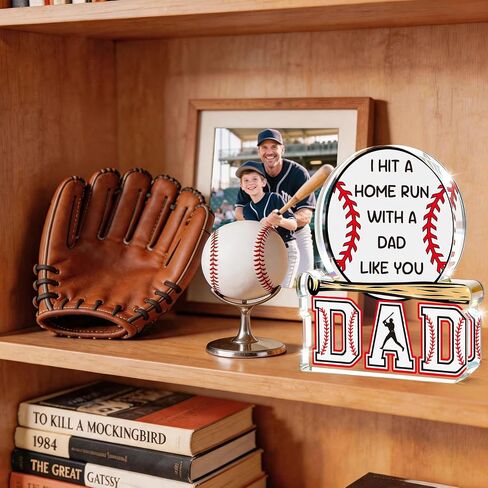 Dad Gifts from Daughter Son, Baseball Fathers Day Birthday Gift for Dad,Funny Baseball Decor Sign, Step First Time Bonus New Daddy Father in Law Papa Gifts for Sports Fans,Baseball Accessories Stuff in Saudi Arabia