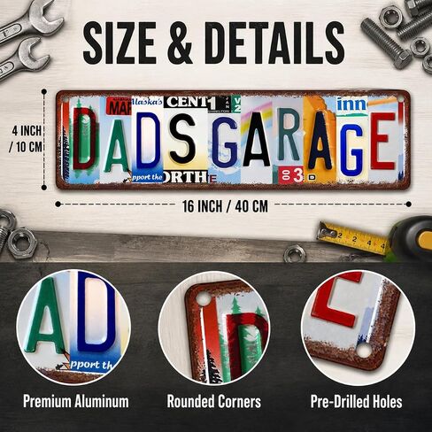 Crazysign Dad Gifts Vintage Dad's Garage Tin Signs Street Signs for Home Man Cave Garage Worlshop ديكور 16 × 4 بوصة (26036) in Kuwait