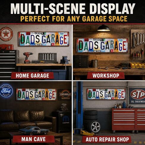 Crazysign Dad Gifts Vintage Dad's Garage Tin Signs Street Signs for Home Man Cave Garage Worlshop ديكور 16 × 4 بوصة (26036) in Kuwait