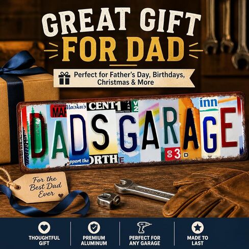 Crazysign Dad Gifts Vintage Dad's Garage Tin Signs Street Signs for Home Man Cave Garage Worlshop ديكور 16 × 4 بوصة (26036) in Kuwait